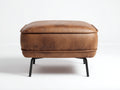 Pedale rettangolare 68x55x46 cm - marrone cognac nero - imbottito con base metallica