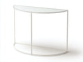 Consolle semicircolare in vetro e metallo 110x35x78 cm - bianco trasparente - profilo curvo per soggiorno