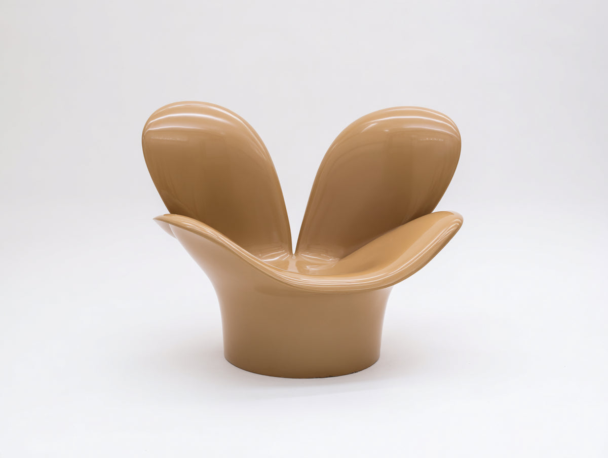 Poltrona in resina stampata 82×73×78 cm - caramello lucido - schienale sdoppiato per Camera Da Letto