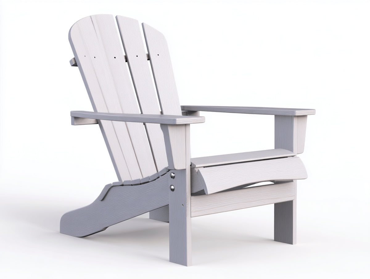 Poltrona Adirondack in composito effetto legno 82×89×101 cm – grigio perla – seduta inclinata per camera da letto