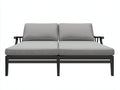 Poltrona Reclinabile doppia in metallo e tessuto 160×90×92 cm – grigio e nero – schienali separati per terrazza