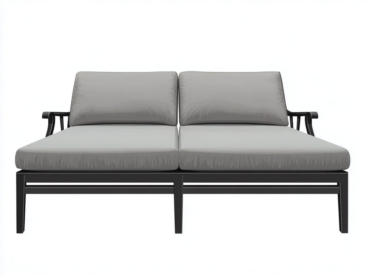 Poltrona Reclinabile doppia in metallo e tessuto 160×90×92 cm – grigio e nero – schienali separati per terrazza