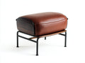 Pedale poggiapiedi 68x55x48 cm - marrone nero e legno scuro - seduta in pelle con telaio rialzato
