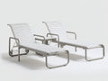 Set Poltrona Reclinabile in metallo e fasce sintetiche 190×68×100 cm – bianco e grigio – 2 lettini con tavolino per terrazza