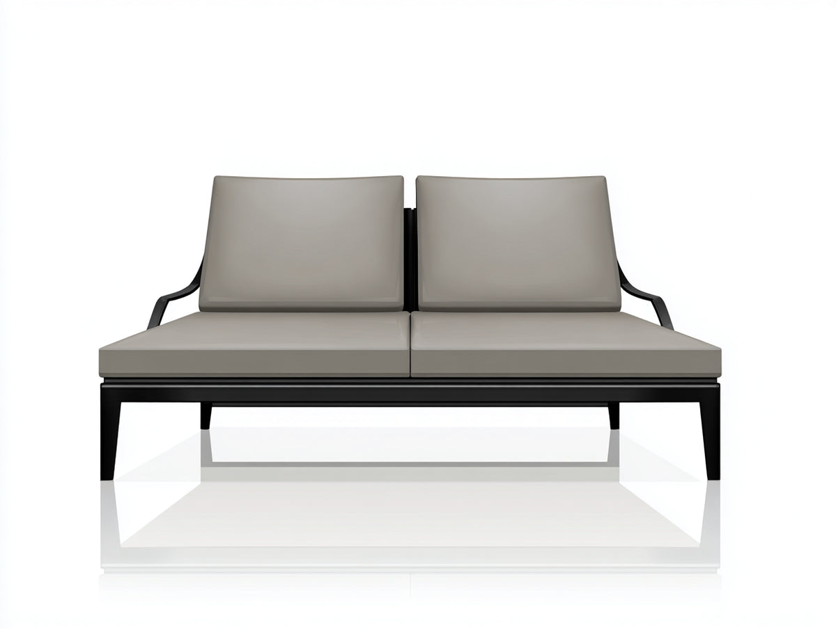 Poltrona Reclinabile doppia in metallo 164×80×84 cm - grigio tortora e nero - base rettangolare per Terrazza