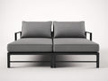 Poltrona Reclinabile doppia in metallo 168×82×86 cm - grigio antracite e nero - sedute affiancate per Terrazza