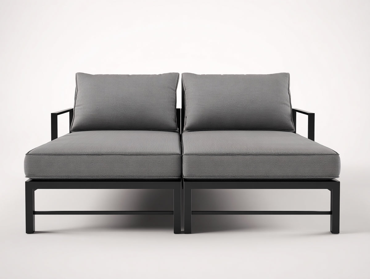 Poltrona Reclinabile doppia in metallo 168×82×86 cm - grigio antracite e nero - sedute affiancate per Terrazza