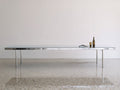 Console in vetro e acciaio inox 200×48×75 cm - argento - gambe cilindriche per Soggiorno