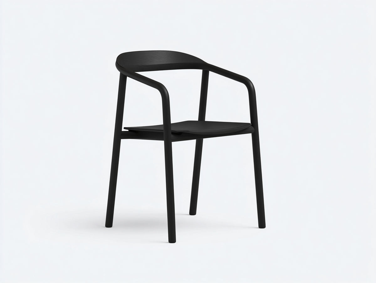 Poltrona per camera da letto 56x54x76 cm - nero opaco - con schienale curvo avvolgente