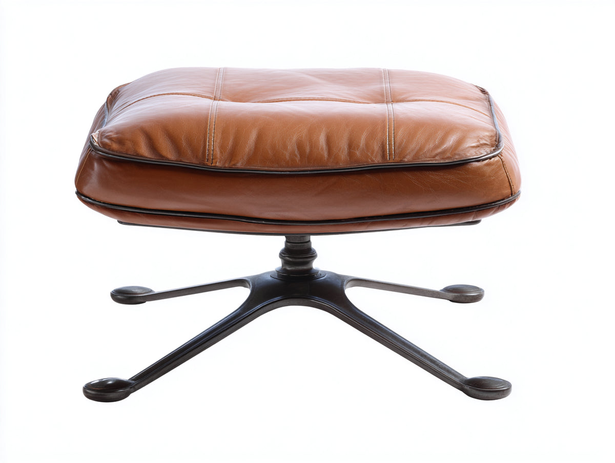 Pedale poggiapiedi 64x52x44 cm - marrone e nero - seduta imbottita con base centrale a cinque razze