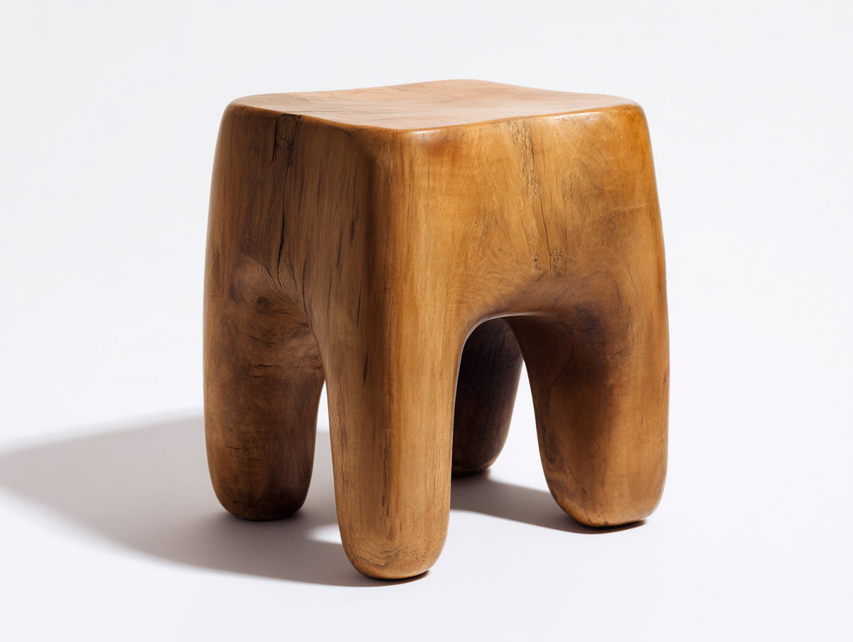 Pedale in legno massello 42×38×46 cm - marrone miele - seduta scolpita per Soggiorno
