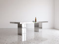 Console rettangolare in acciaio inox 180×45×78 cm – argento specchiato – base a pannelli per soggiorno