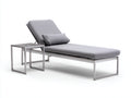 Poltrona Reclinabile in alluminio 200×70×96 cm – grigio chiaro e argento – senza braccioli con tavolino per terrazza