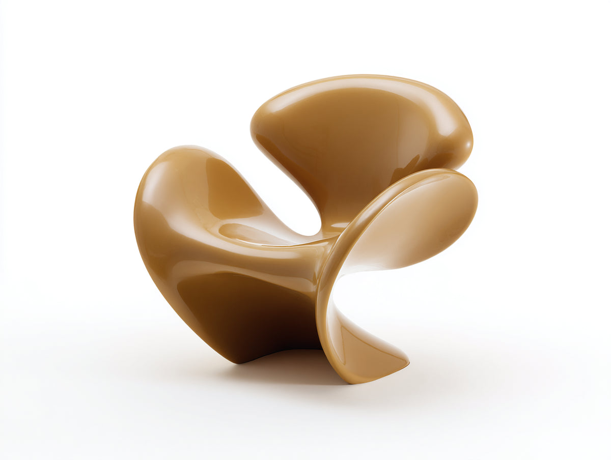 Poltrona scultorea in resina 88×76×83 cm - ocra lucido - forma organica per Camera Da Letto