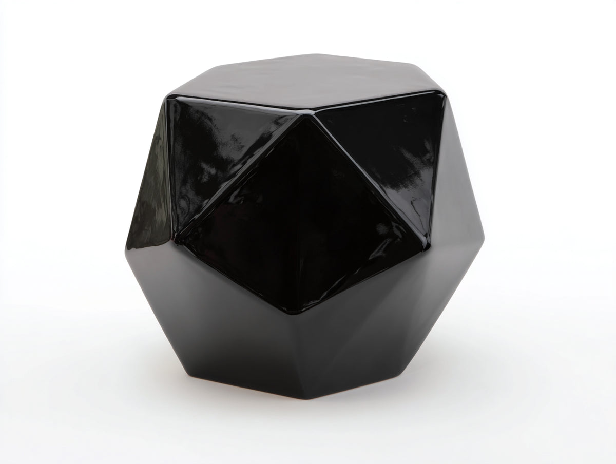 Pedale poliedrico 56x54x49 cm - nero lucido - poggiapiedi compatto per soggiorno