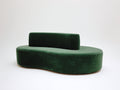 Pedale divano curvo 220x105x76 cm - verde bosco - velluto con schienale centrale
