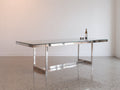 Console in acciaio inox e vetro 190×50×76 cm - argento - base rettangolare per Soggiorno